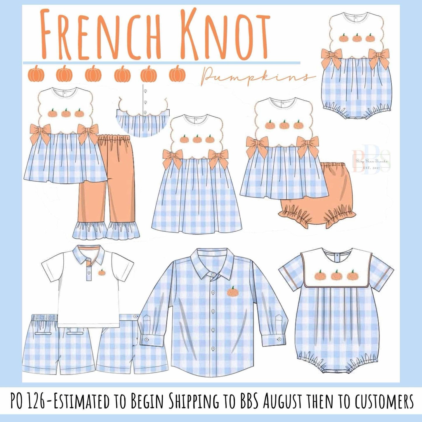 RTS: French Knot Pumpkins- Girls Woven Dress