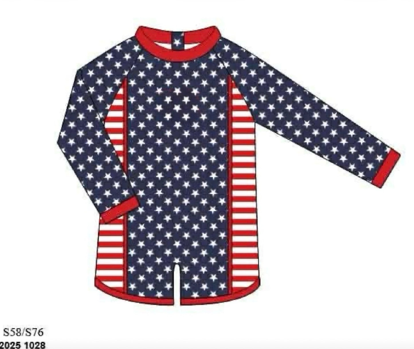 RTS: Stars & Stripes- Boys 1pc Rash Guard Swim (No Monogram)