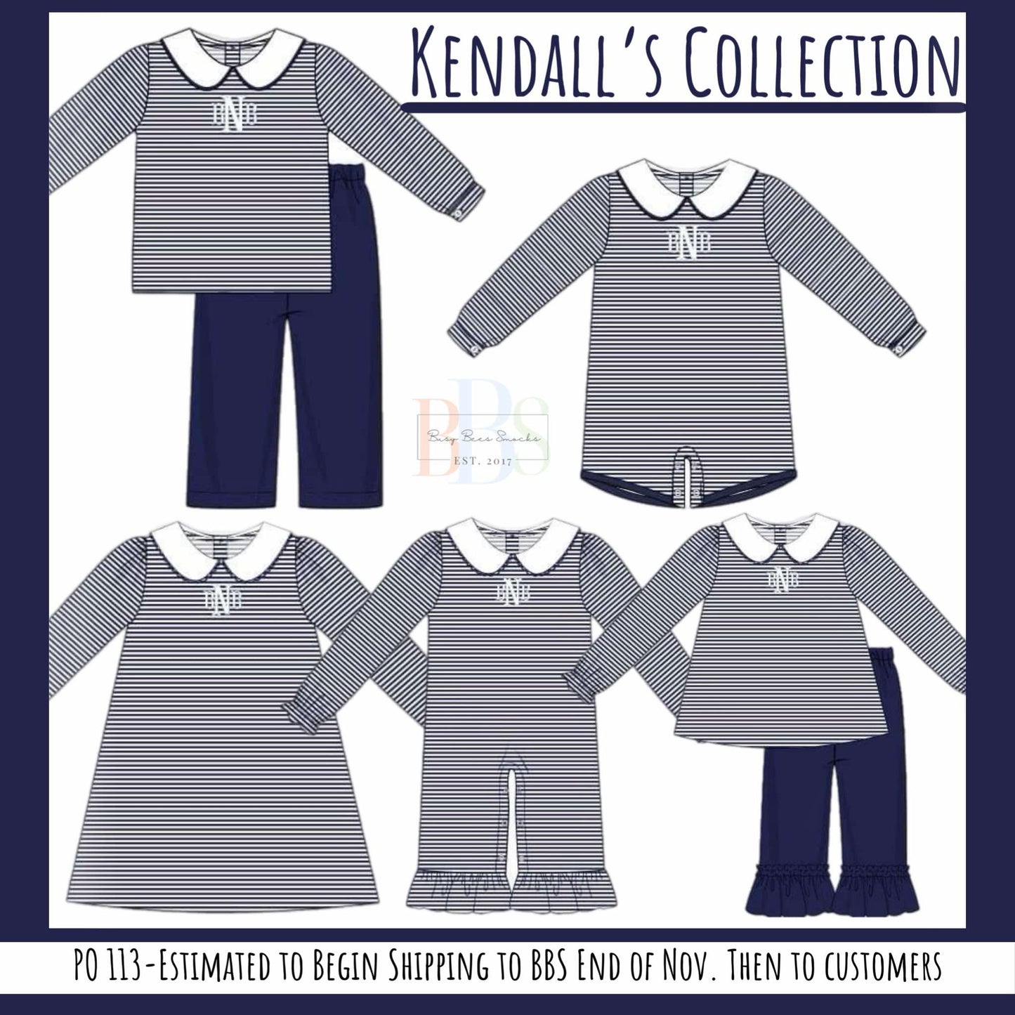 RTS: Kendall's Collection- Boys Navy Stripe Knit Pant Set