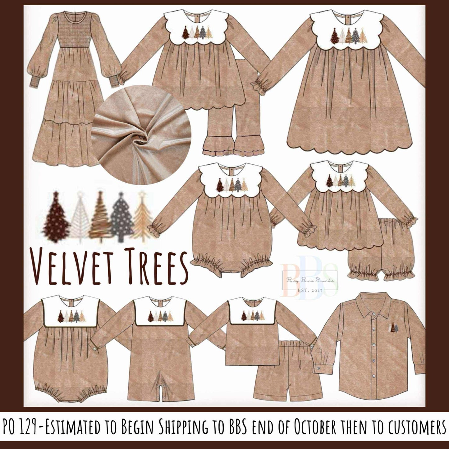 RTS: Velvet Trees- Girls Embroidered Bubble