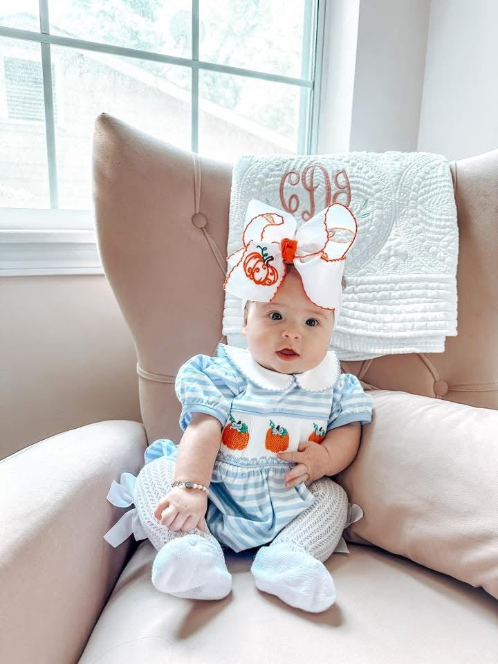 RTS: Connor's Smocked Pumpkins- Girls Knit Bubble