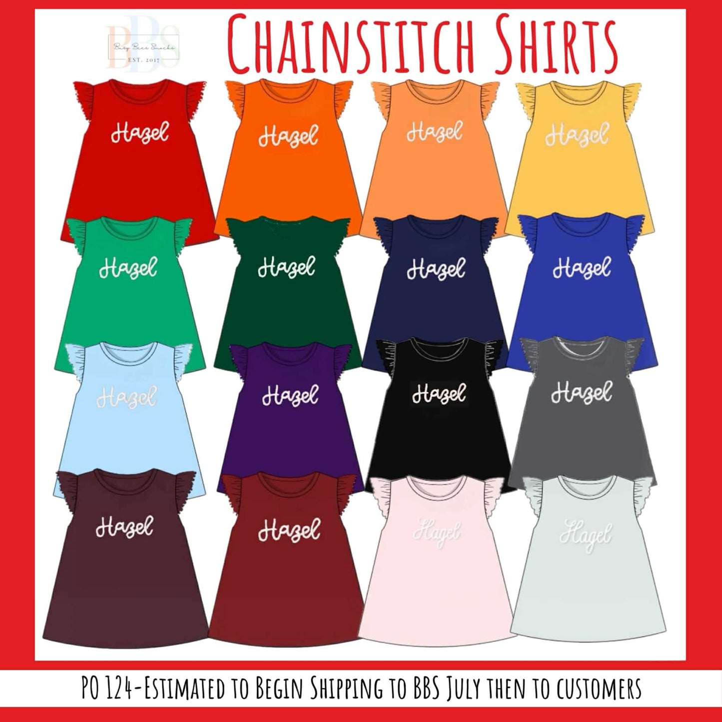 RTS: Girls Chainstitch Knit Shirt- Crimson