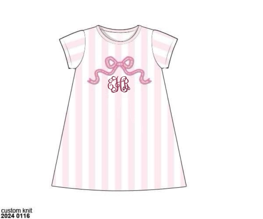 RTS: Azure Bow & Pastel Stripes- Girls “EHR”
