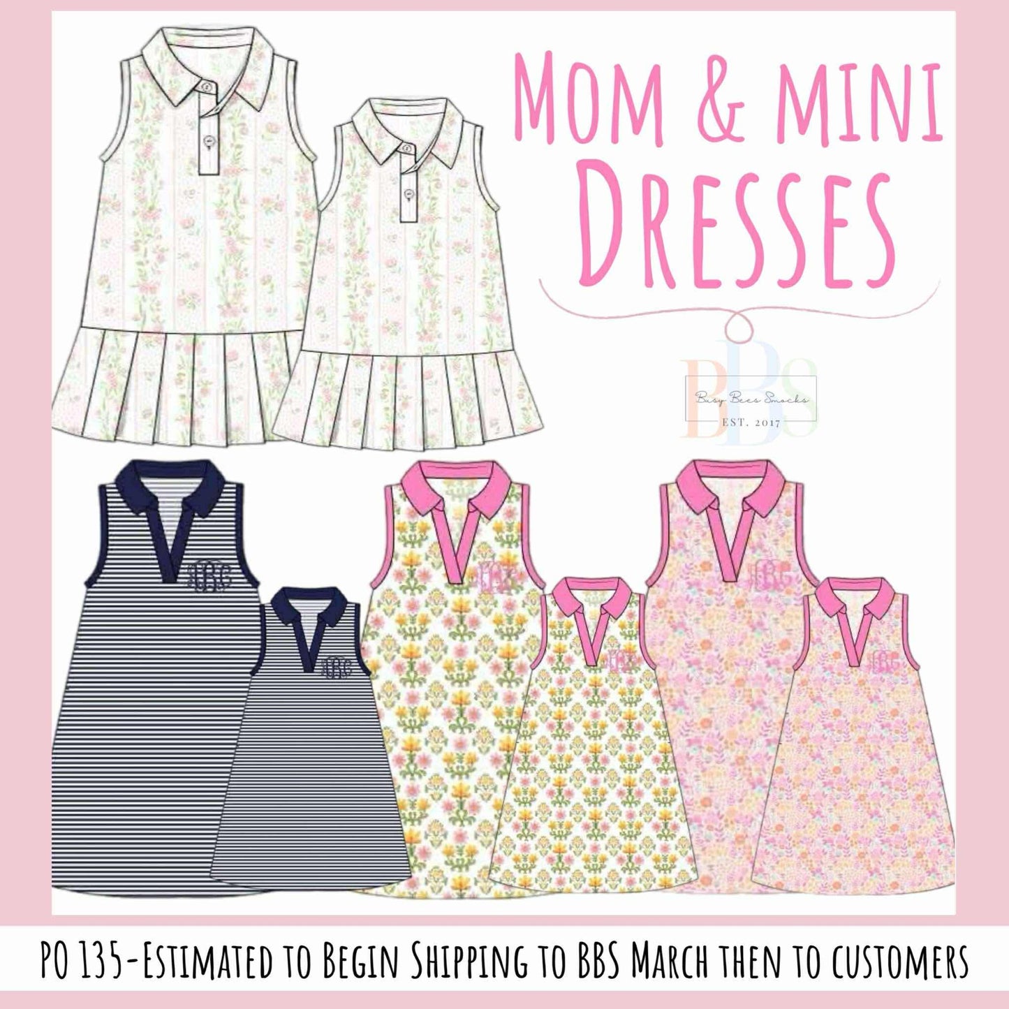 Pre Order 135: Mom & Mini- Navy Stripe Midi Dress