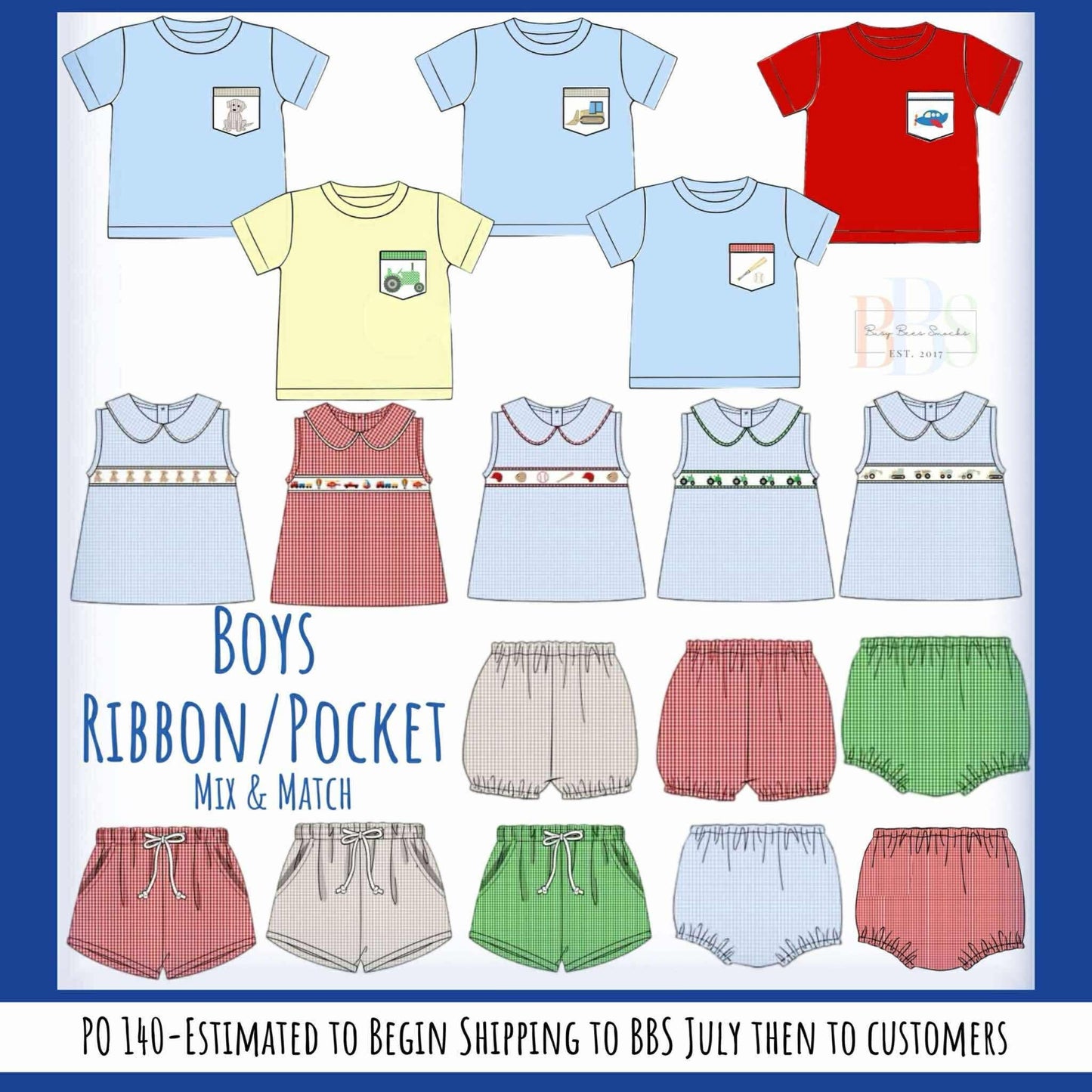 RTS: Boys Mix & Match- Blue Gingham Woven Diaper Cover