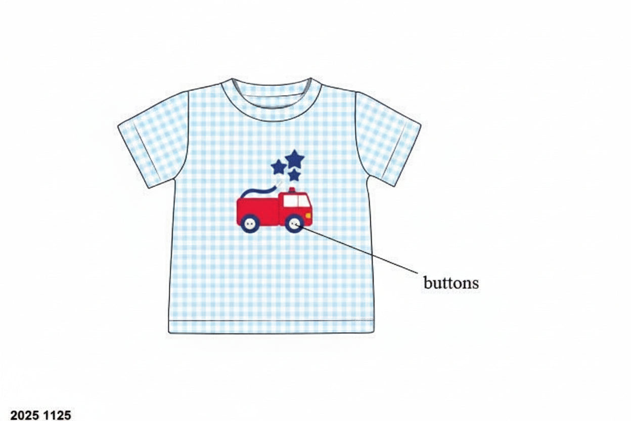 RTS: RWB Shirt Only- Boys Firetruck Shirt