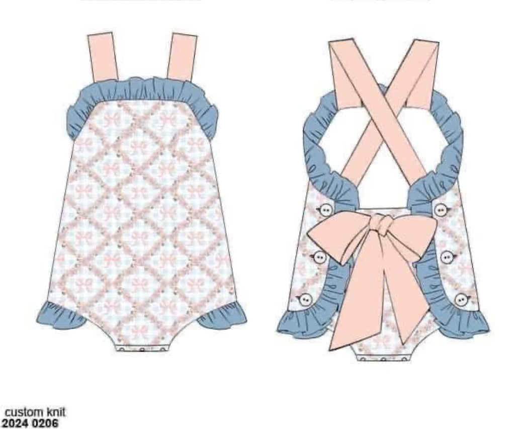 RTS: Bradford Bows- Girls Knit Sunsuit (Without Monogram)