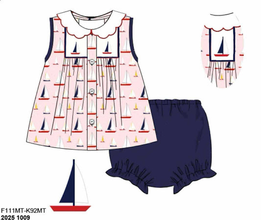 Pre Order 135: Making Waves- Girls Knit Bloomer Set