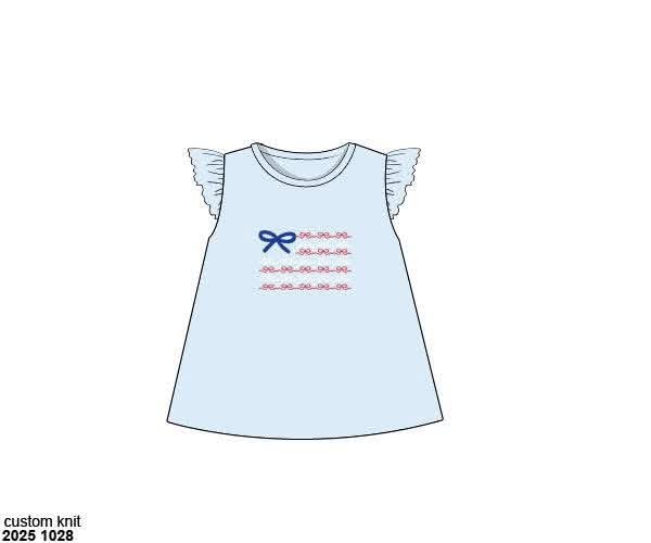 RTS: Patriotic Collection- Girls Bow Flag Shirt
