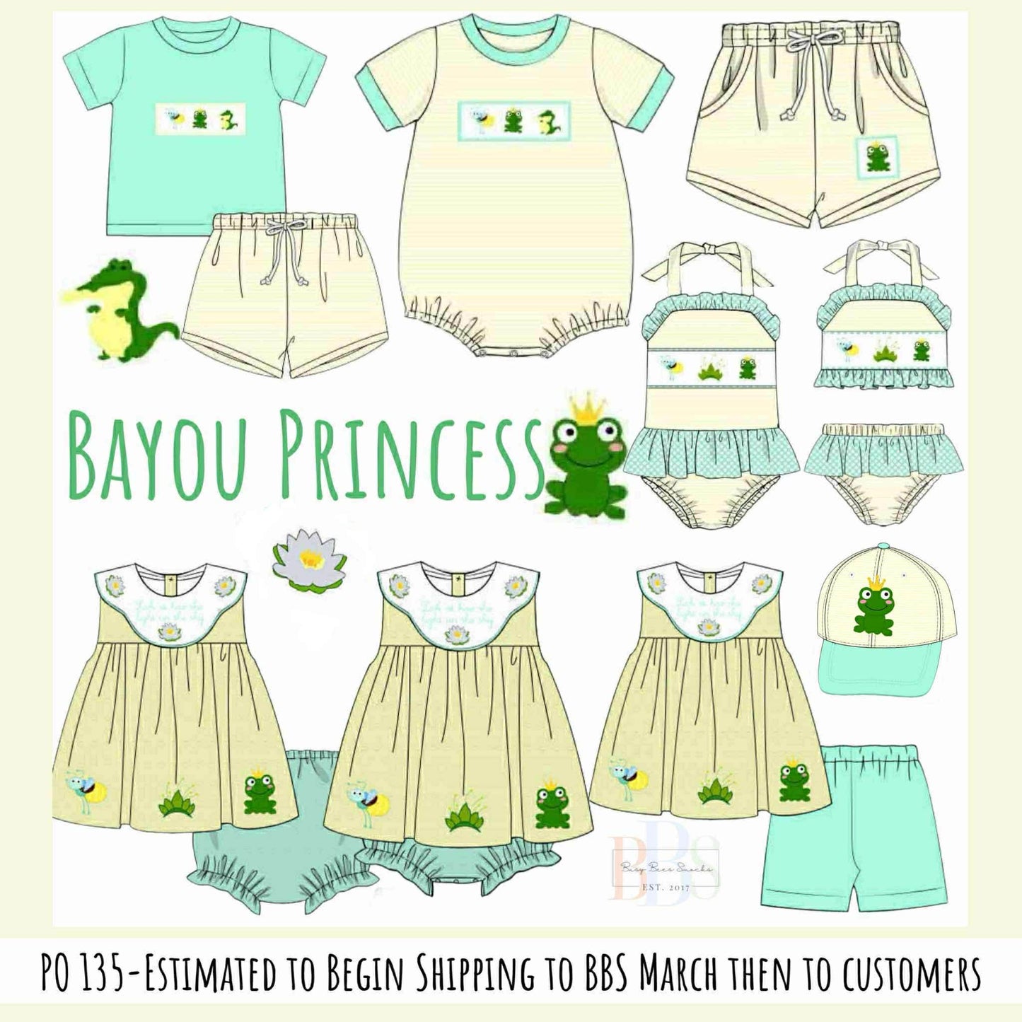 Pre Order 135: Bayou Princess- Girls Embroidered Bloomer Set