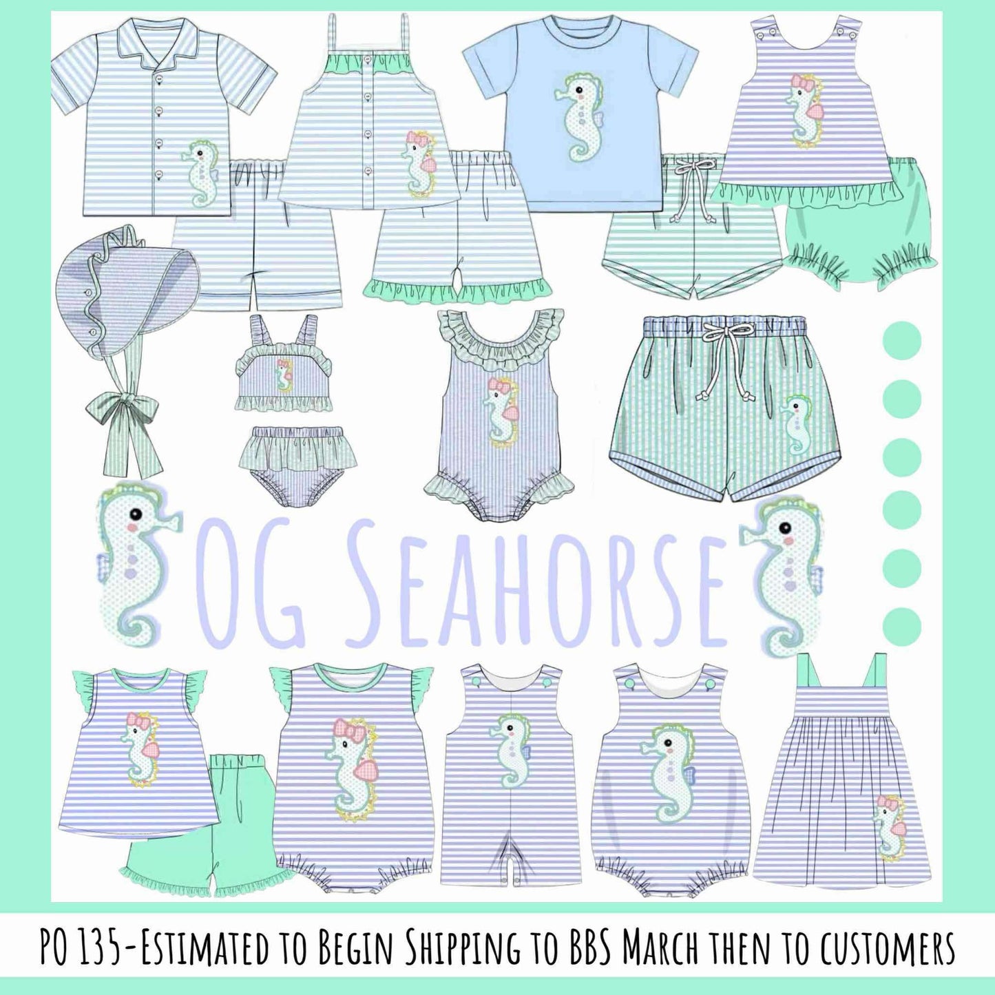 Pre Order 135: OG Seahorse- Boys Applique Shortie Set