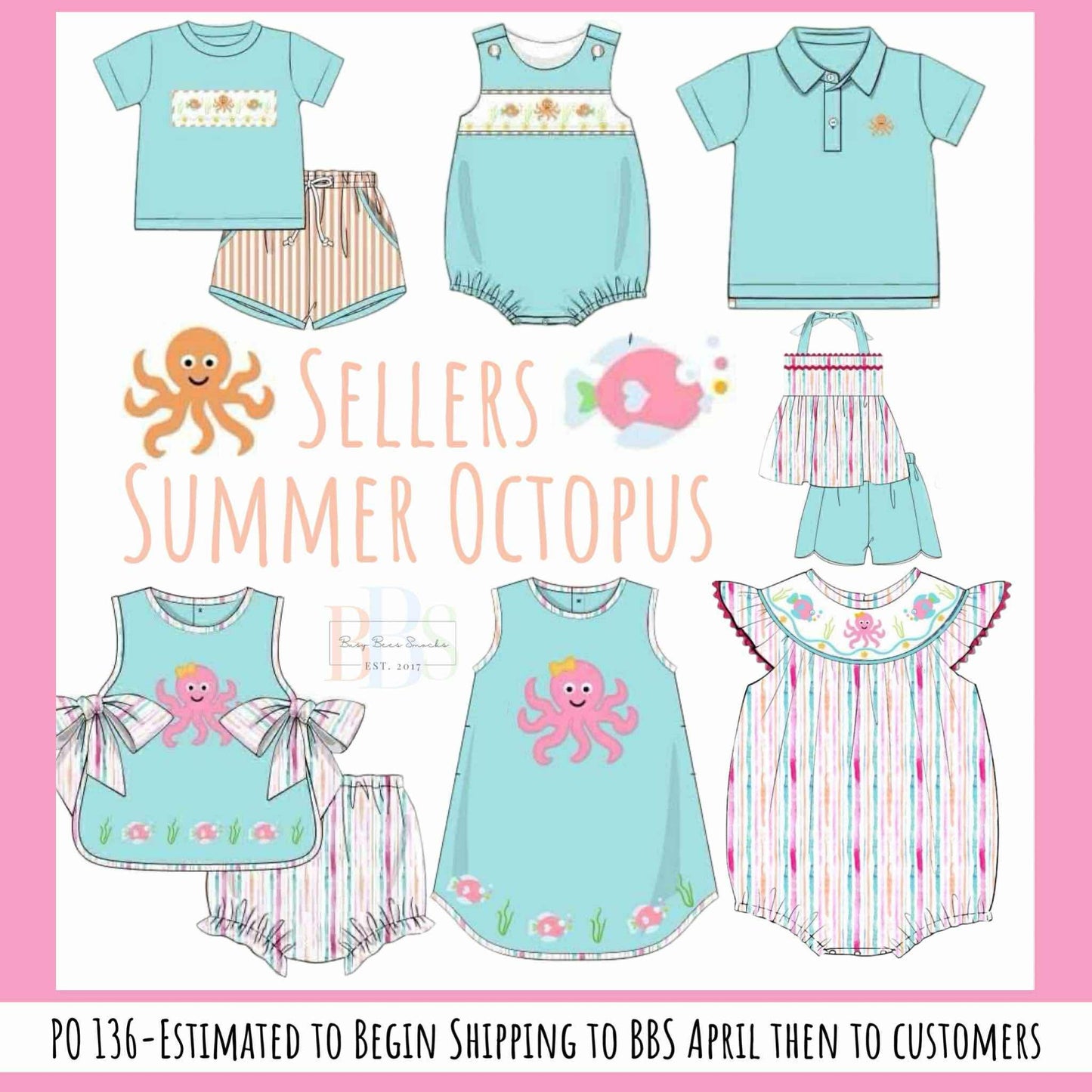 Pre Order 136: Sellers Octopus- Boys Smocked Shortie Set
