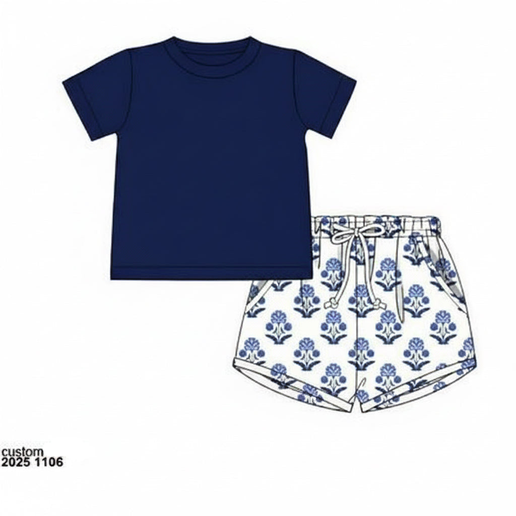 RTS: Dollop of Navy- Boys Knit Shortie Set