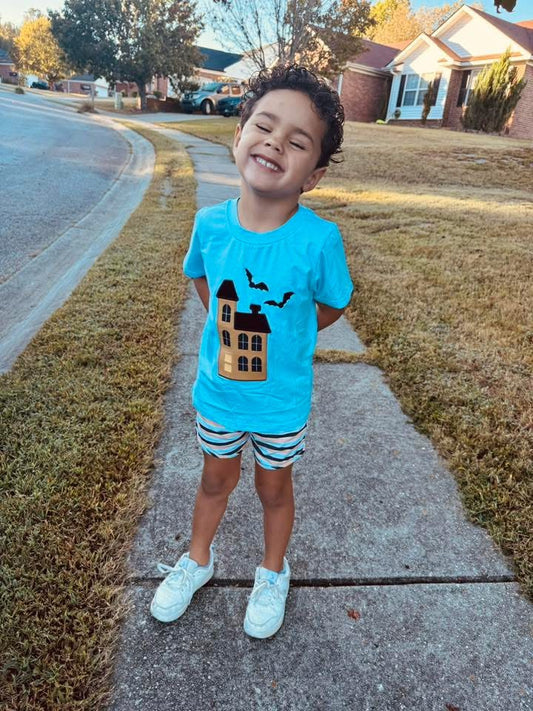 RTS: Haunted House- Boys Knit Shortie Set