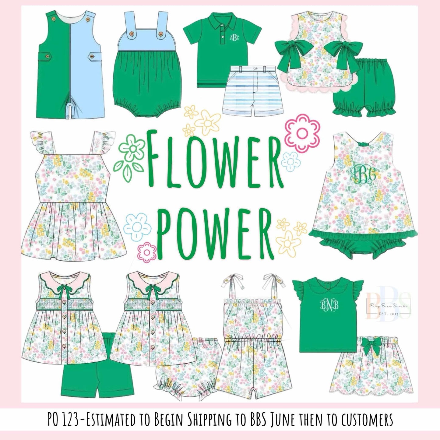 RTS: Flower Power- Girls Knit Bubble Short Set