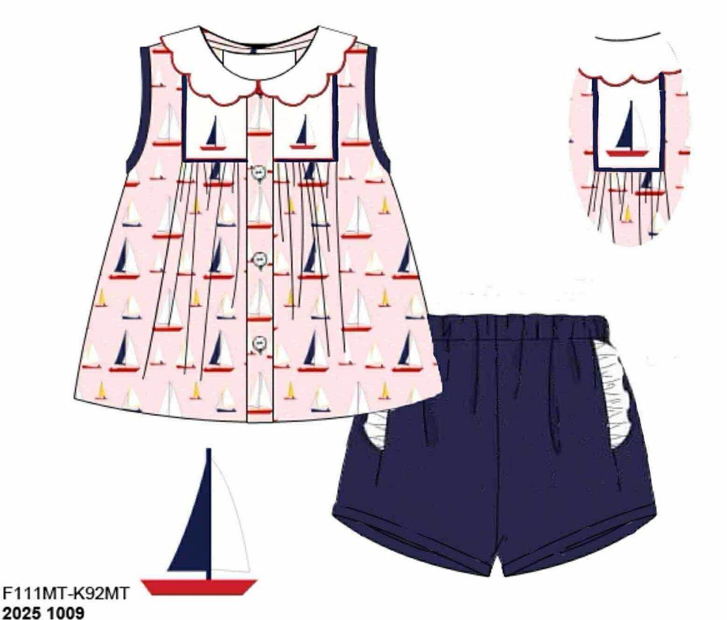 Pre Order 135: Making Waves- Girls Knit Shortie Set