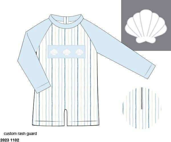 Pre Order 135: Shelly Stripes- Boys Rashguard 1pc Swimsuit