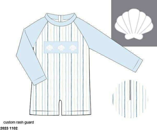 Pre Order 135: Shelly Stripes- Boys Rashguard 1pc Swimsuit