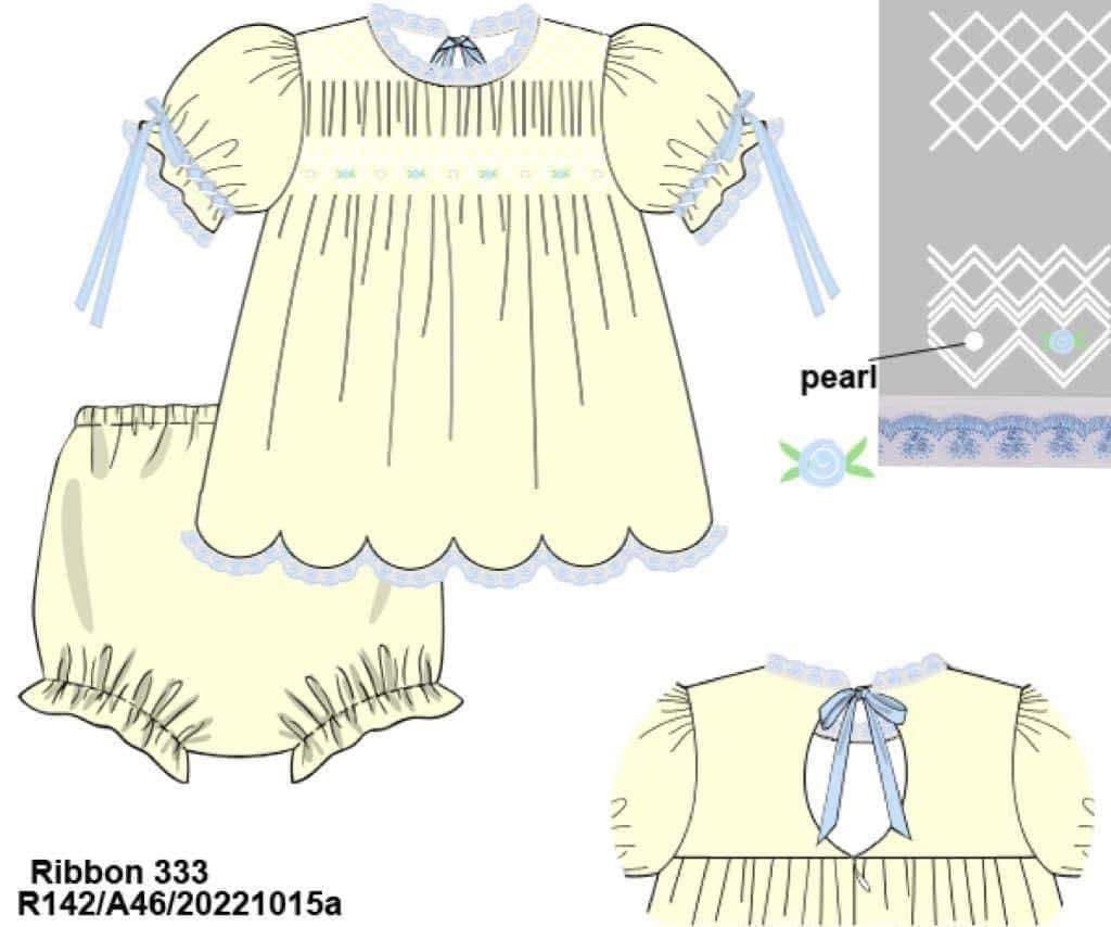 RTS: DEFECT-Sellers Classic Yellow Girls Woven Diaper Set