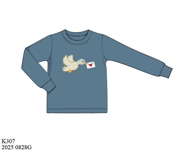 Pre Order 132: Valentine Shirt Only- Boys Duck Applique Shirt