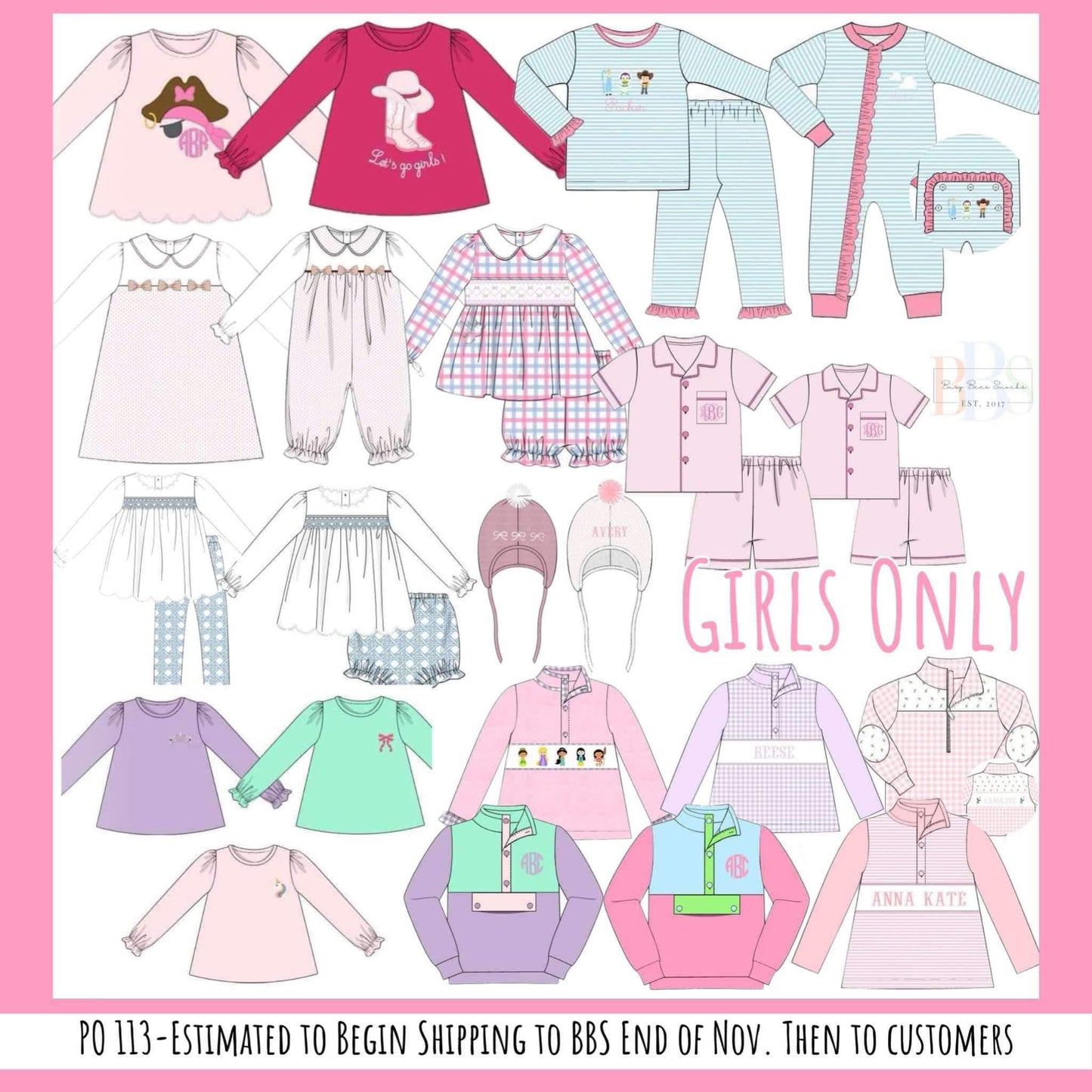 RTS: Girls Only- Mom & Mini Pink Lounge (Without Monogram)