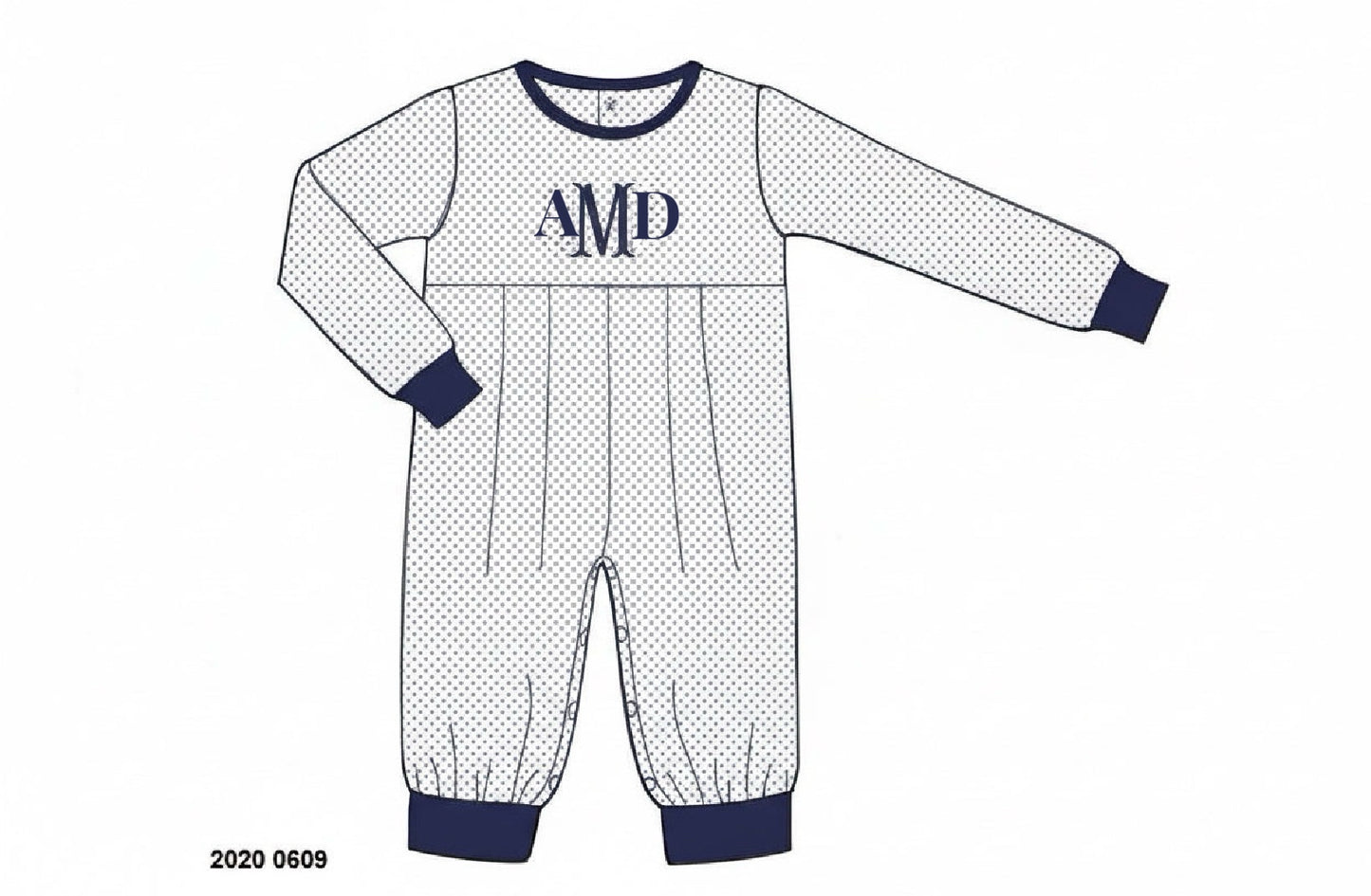 RTS: Bitty Dot Basics-Boys Navy Romper "AMD"