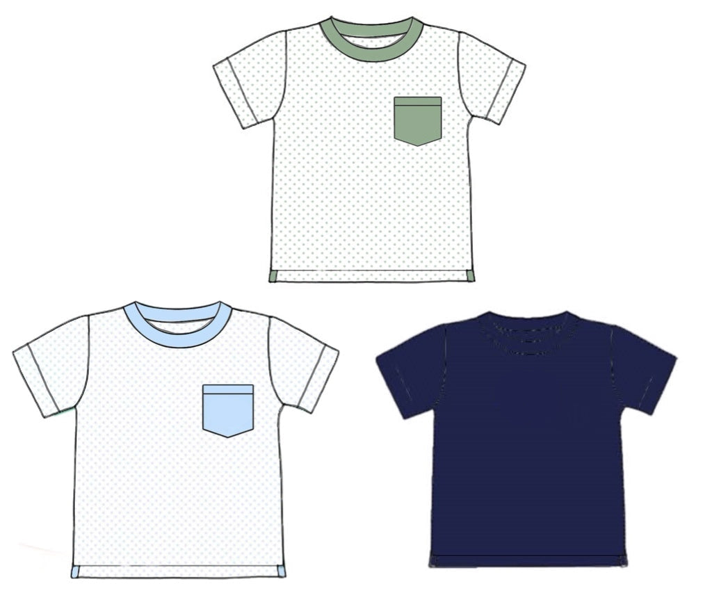 RTS: 3pc Shirt Pack- Boys Blue Dot , Feldspar Dot, & Navy