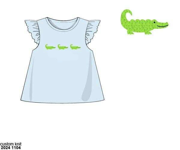 RTS: Critter Collection- Girls French Knot Alligator Shirt