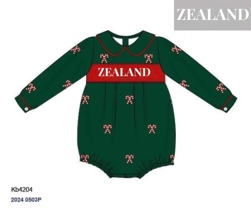 RTS: Sleigh My Name- Boys Candy Cane Knit Bubble “ZEALAND”