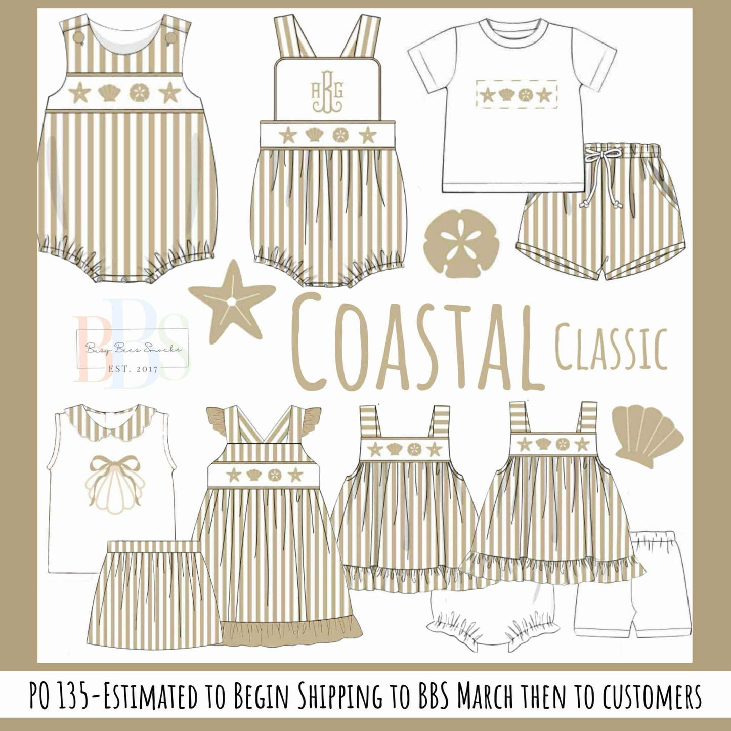 Pre Order 135: Coastal Classic- Boys Smocked Shortie Set
