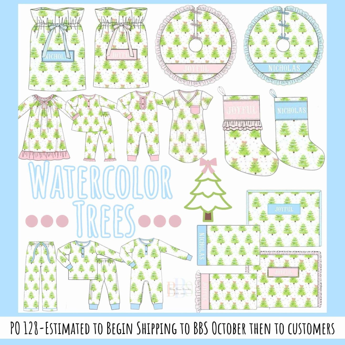 RTS: Watercolor Trees- Girls 2pc Knit Lounge Set