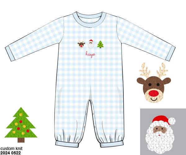 RTS: Festive French Knot- Boys Knit Romper (No Monogram)