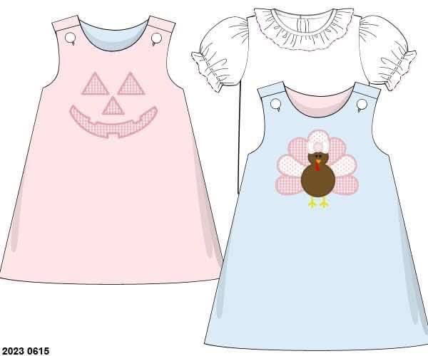 RTS: Reversible Jack O' Lantern/Turkey-Girls Knit 2pc Dress