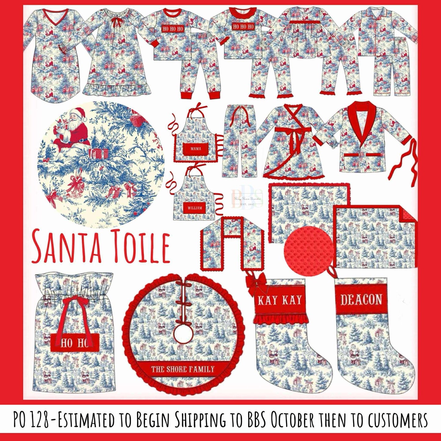RTS: Santa Toile- Dad/Mini 2pc Knit Lounge Set