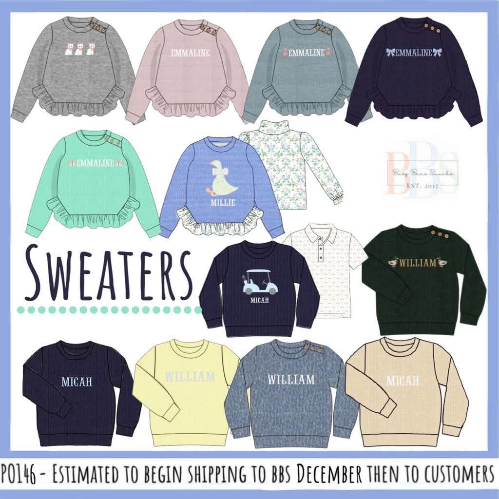 Pre Order 146: Sweaters- Girls Meow Embroidered Sweater