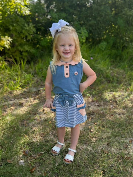 RTS: Bullion Pumpkins- Girls Knit Skort Set