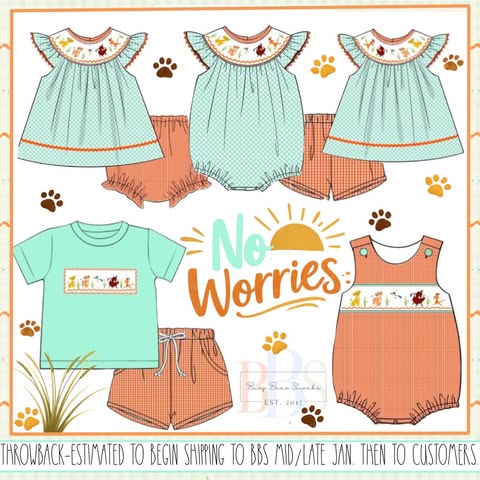 Throwback Pre Order: No Worries- Girls Woven Bloomer Set