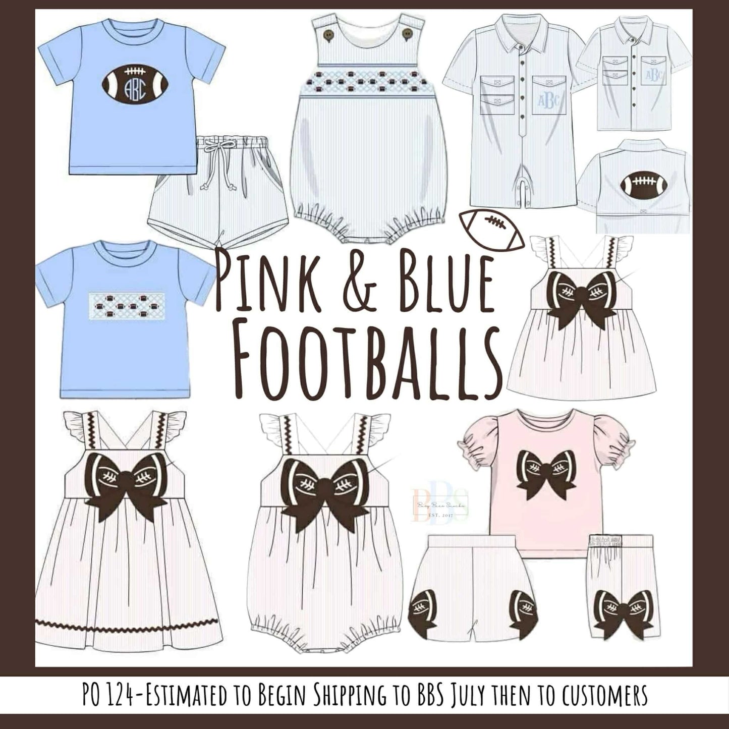 RTS: Pink & Blue Footballs- Boys Woven Shortie Set