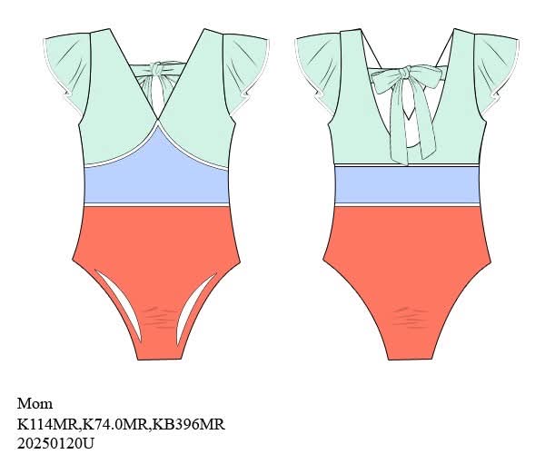 Pre Order 135: Bali Beach- Mom 1pc Flutter Swimsuit