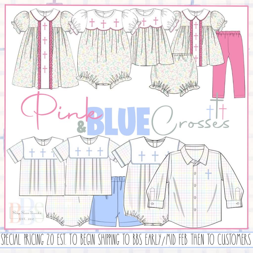 Special Pricing 2.0: Pink & Blue Cross- Girls Woven Bloomer Set