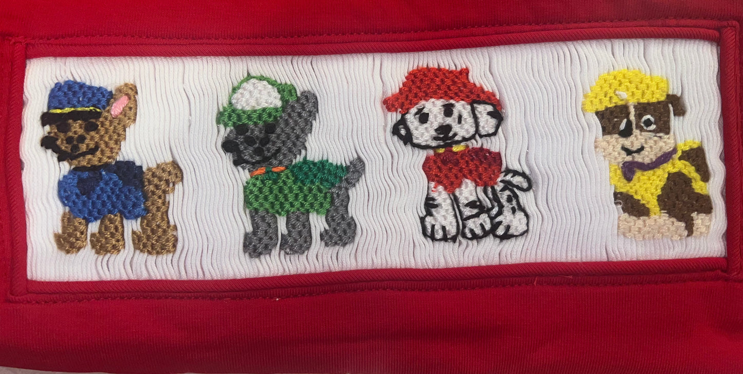 RTS: DEFECT- Character Collection- Boys Pup Rescue Smocked Shirt