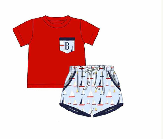 Pre Order 135: Making Waves- Boys Knit Shortie Set