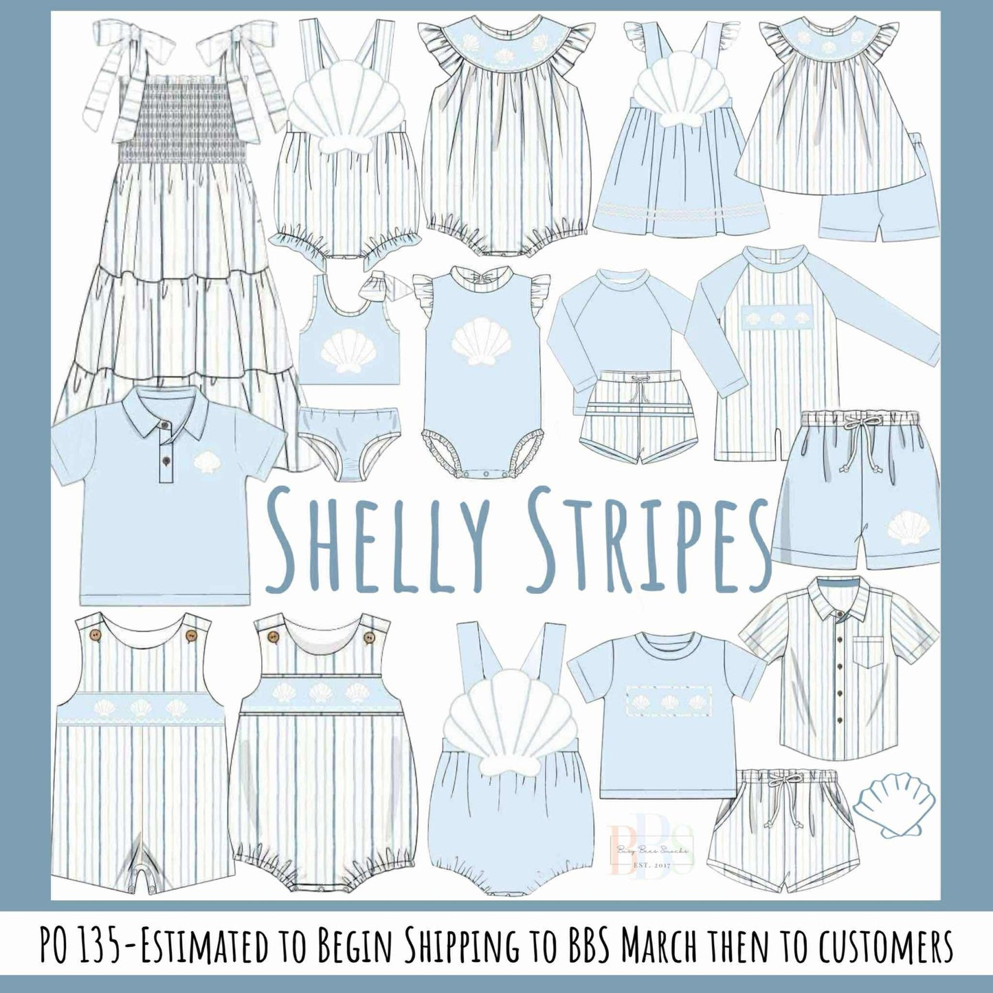 Pre Order 135: Shelly Stripes- Boys Smocked Shortie Set