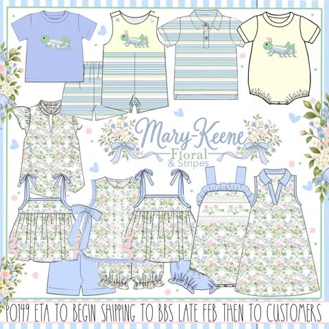 Pre Order 149: Mary-Keene Floral & Stripes- Boys Knit Angled Shortall