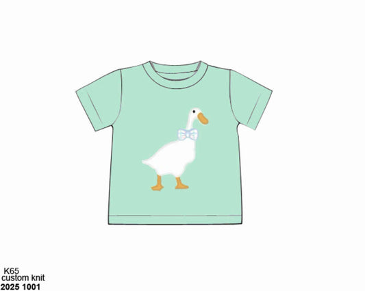 Pre Order 135: Prescott Petals & Plaid- Boys Quack Appliqué Shirt