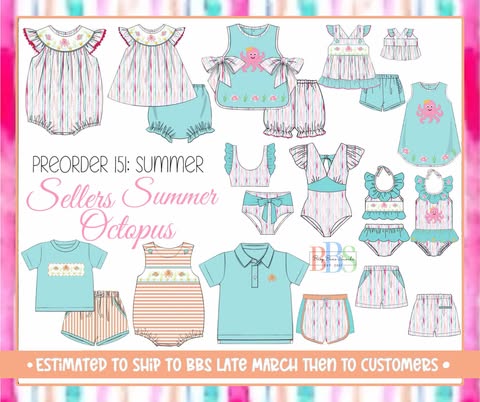 Pre Order 151: Sellers Summer Octopus- Boys Smocked Knit Bubble