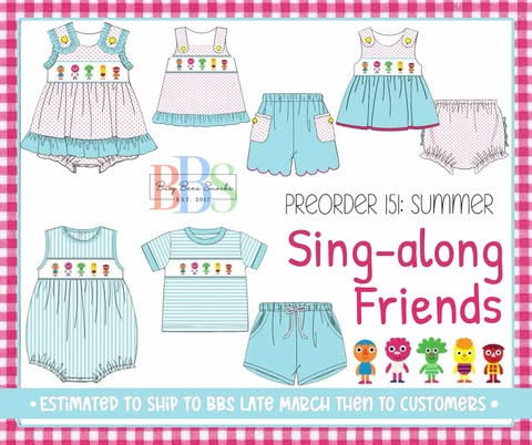 Pre Order 151: Sing-along Friends- Girls Smocked Knit Bubble