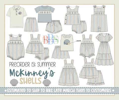 Pre Order 151: McKinney's Shells- Girls Smocked Woven Bubble