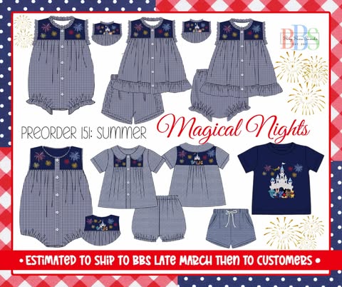 Pre Order 151: Magical Nights- Girls Smocked Woven Bloomer Set