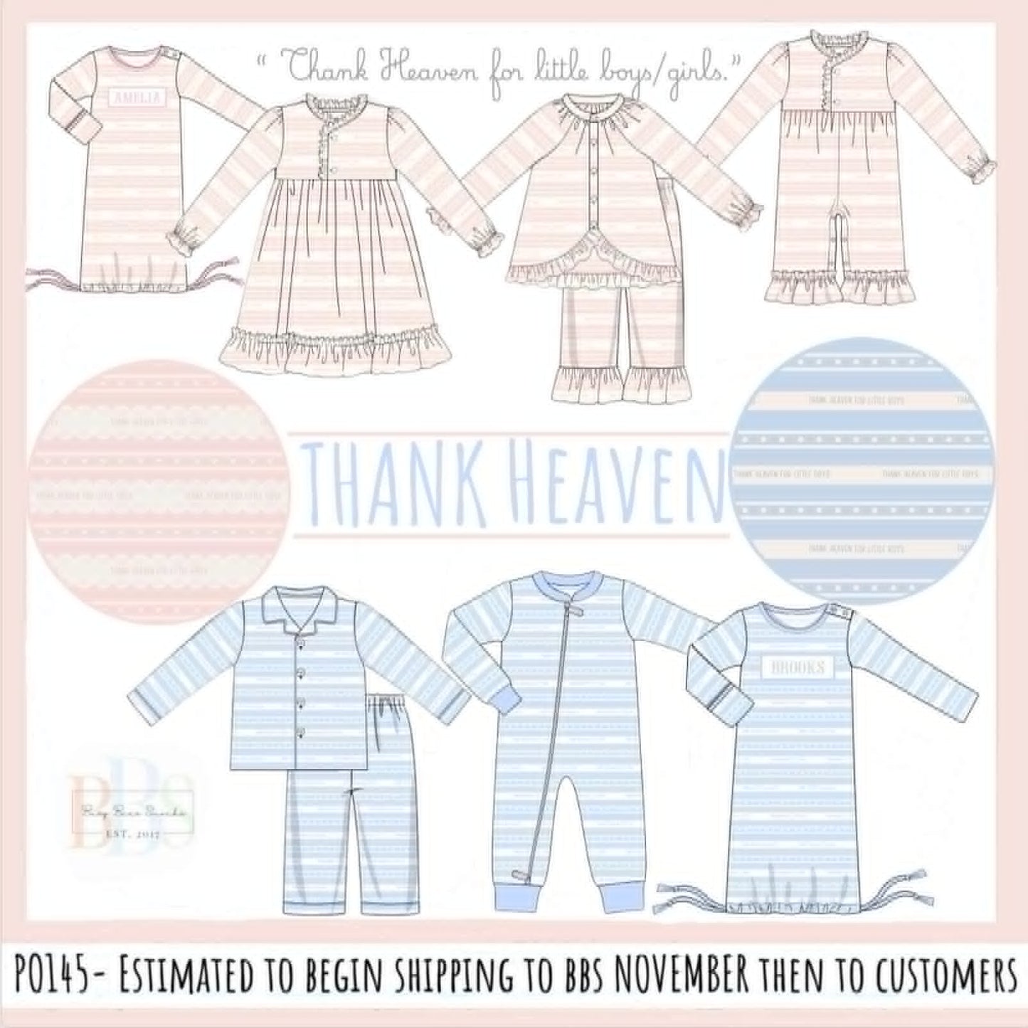 Pre Order 145: Thank Heaven- Boys Name Smock Knit Gown